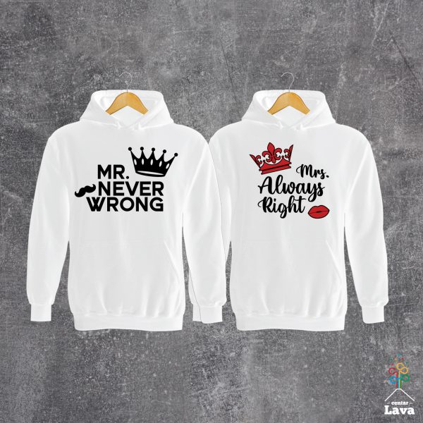 Mr. Never wrong - Mrs. Always right komplet hudica